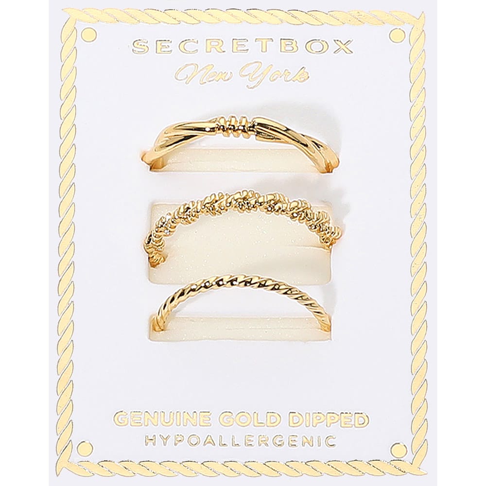 Assorted Three Band Gold Dipped Ring Set