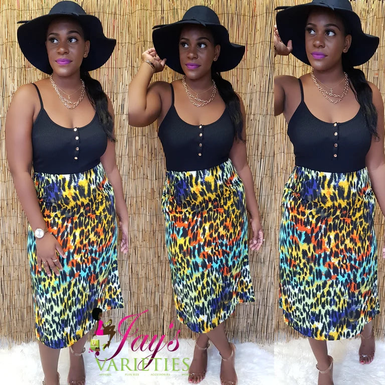 Multi Leopard Skirt