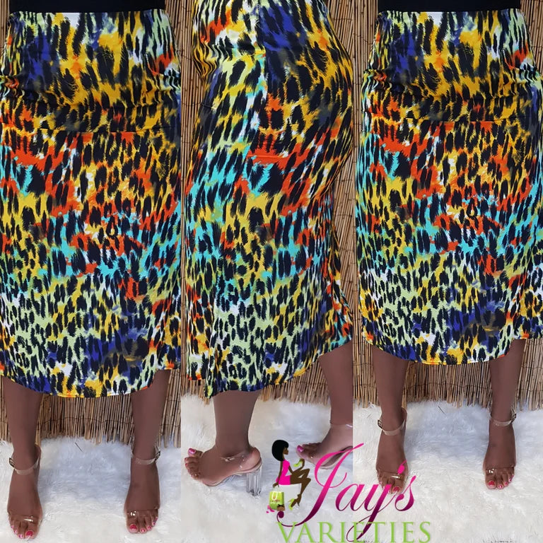 Multi Leopard Skirt