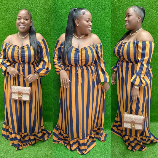 Fall In Stripes  -Maxi Dress