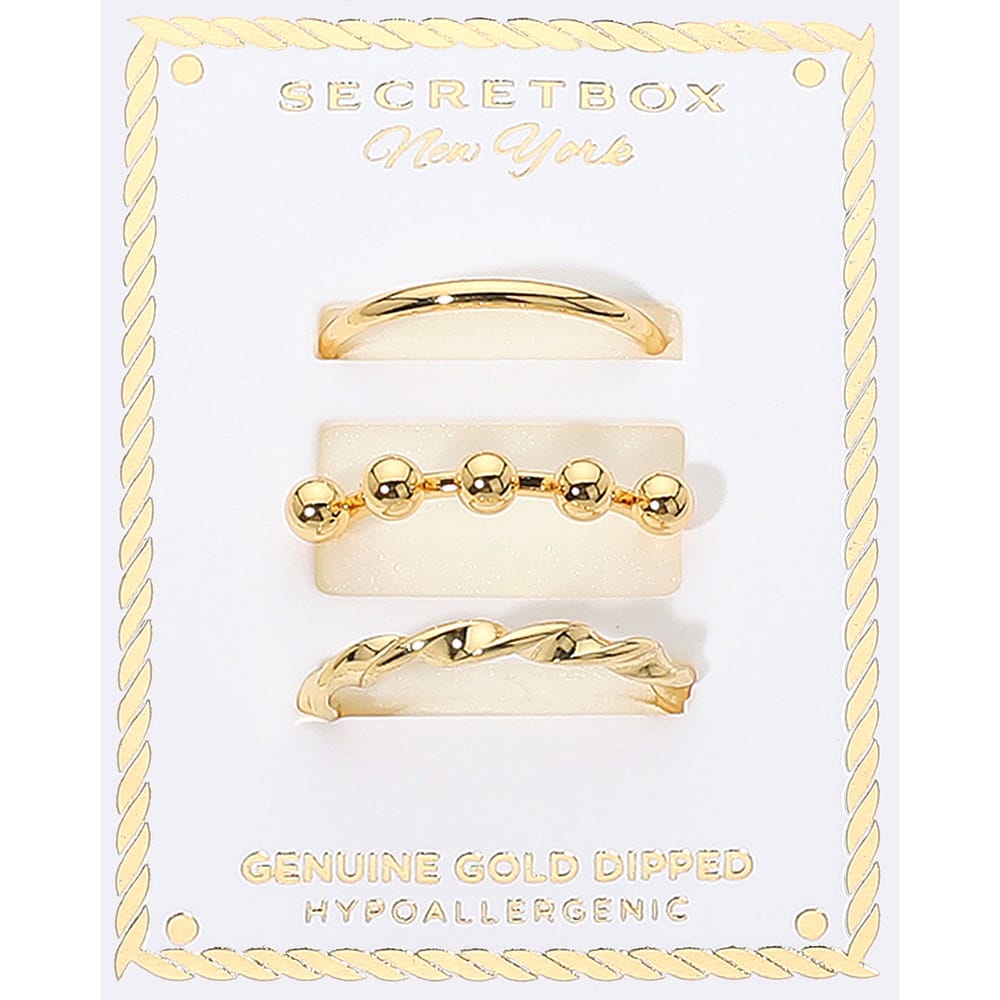 Assorted Three Band Gold Dipped Ring Set