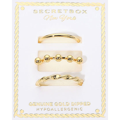 Assorted Three Band Gold Dipped Ring Set