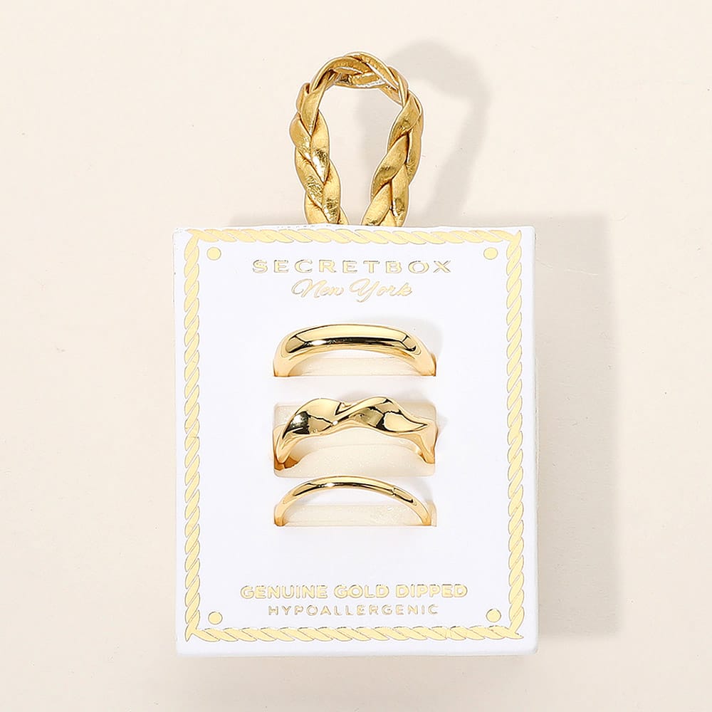 Assorted Three Band Gold Dipped Ring Set