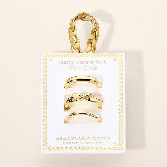 Assorted Three Band Gold Dipped Ring Set