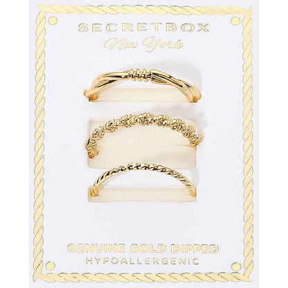 Assorted Three Band Gold Dipped Ring Set