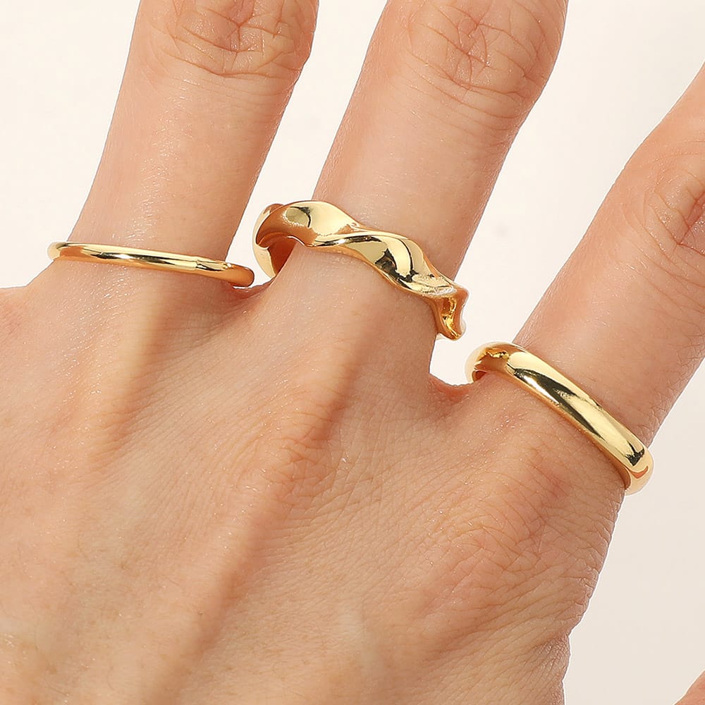 Assorted Three Band Gold Dipped Ring Set