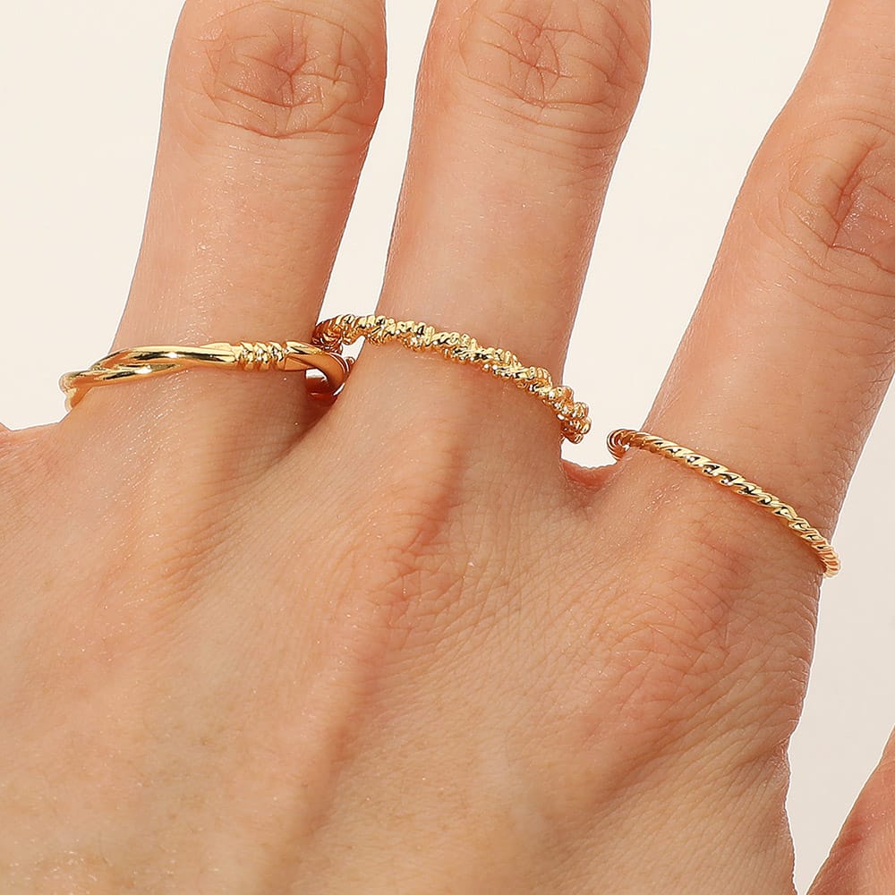 Assorted Three Band Gold Dipped Ring Set