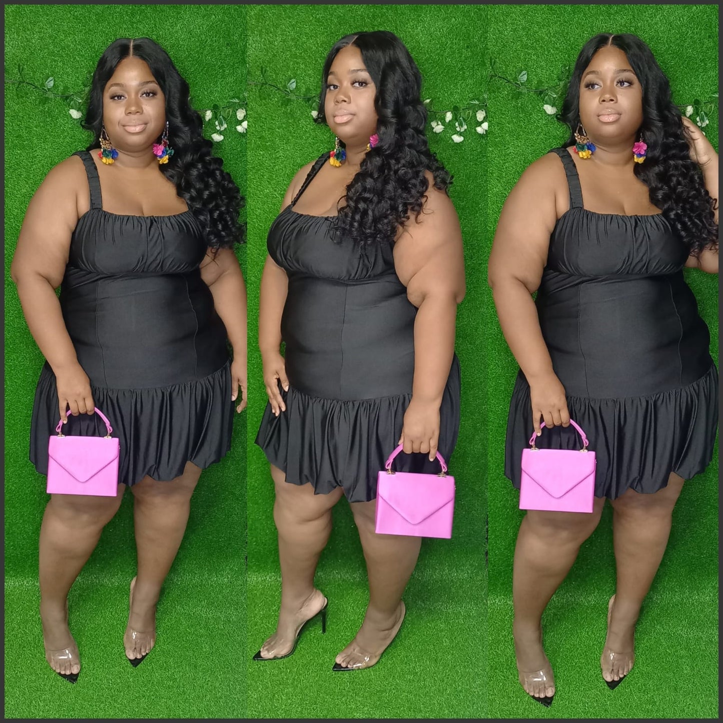 Midnight Bloom Bubble Dress