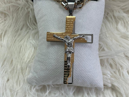 Two-Tone Byzantine  Cross Pendant Set