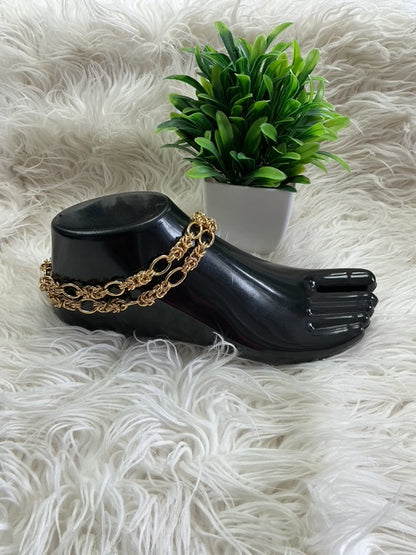 Golden Link & Weave Statement Anklet