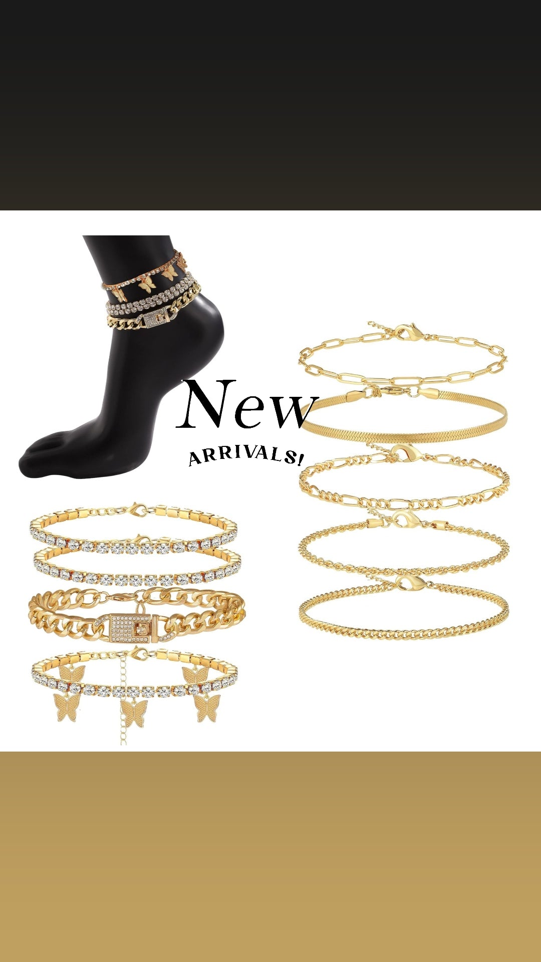 Assorted 14K Gold/ Sterling Silver  Plated Anklets