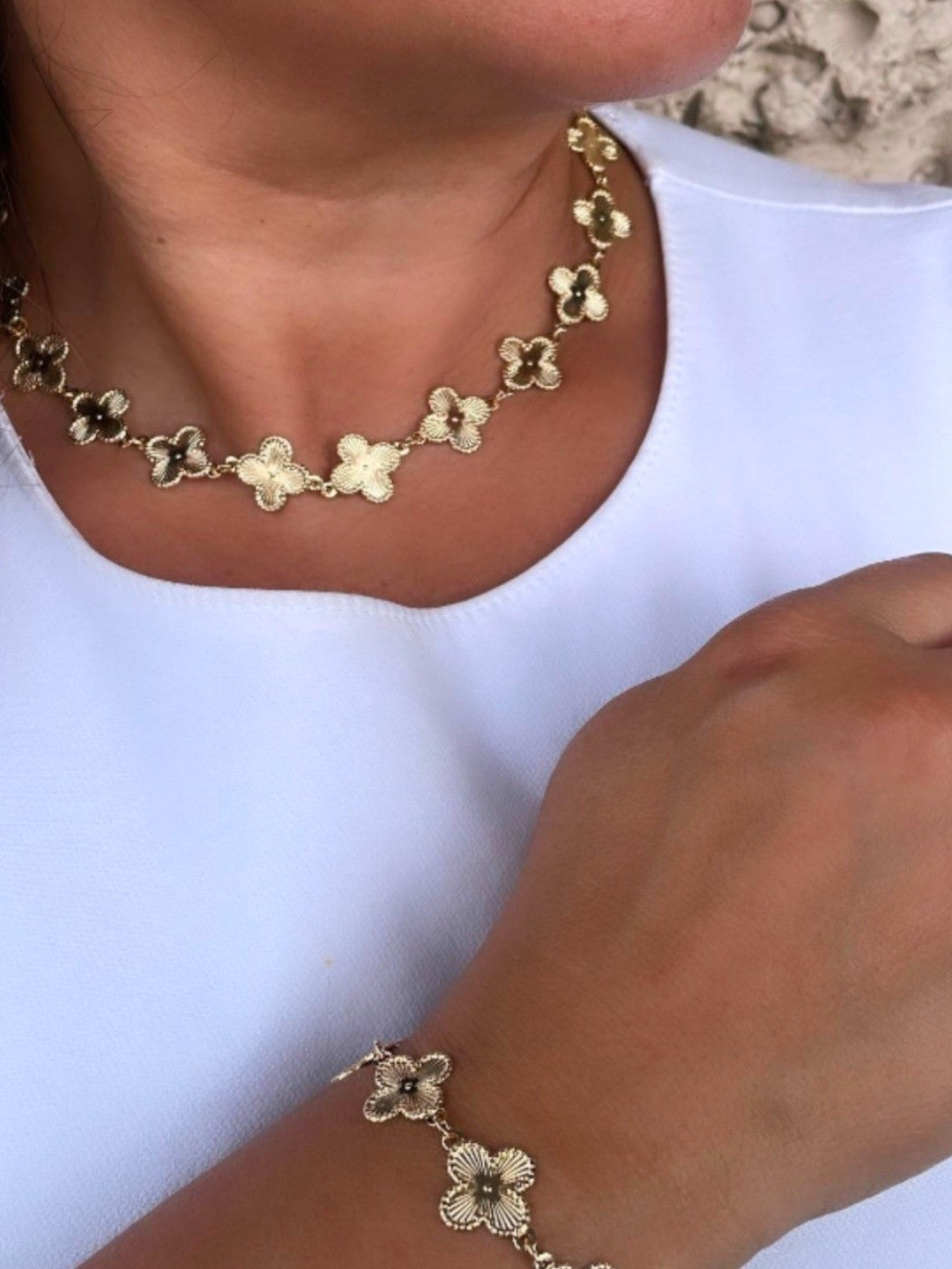 Sunburst Flower Charm Necklace Set