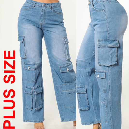 Plus Size High Waist Cargo